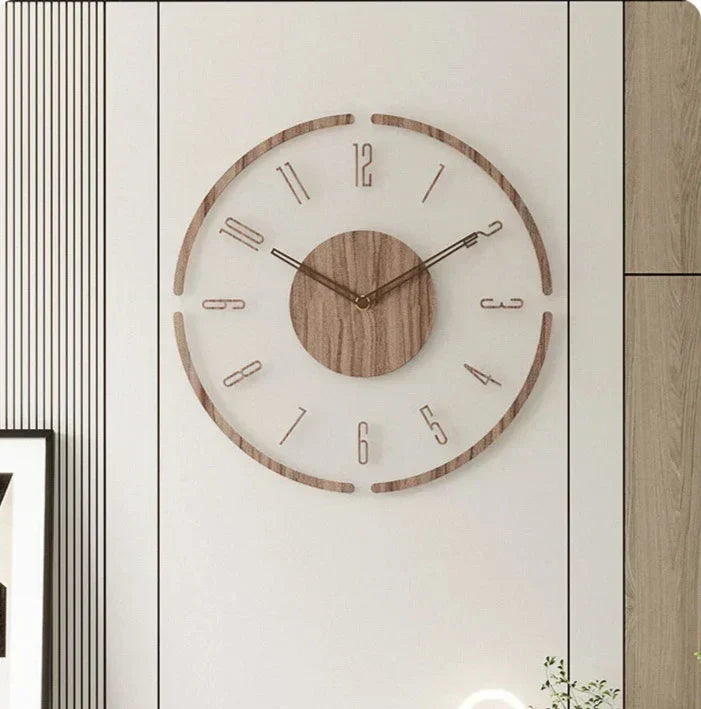 Houten Wandklok 30-35cm Massief Hout Stille Uurwerk Woonkamer Slaapkamer Kantoor Scandinavisch Design | Sansotis