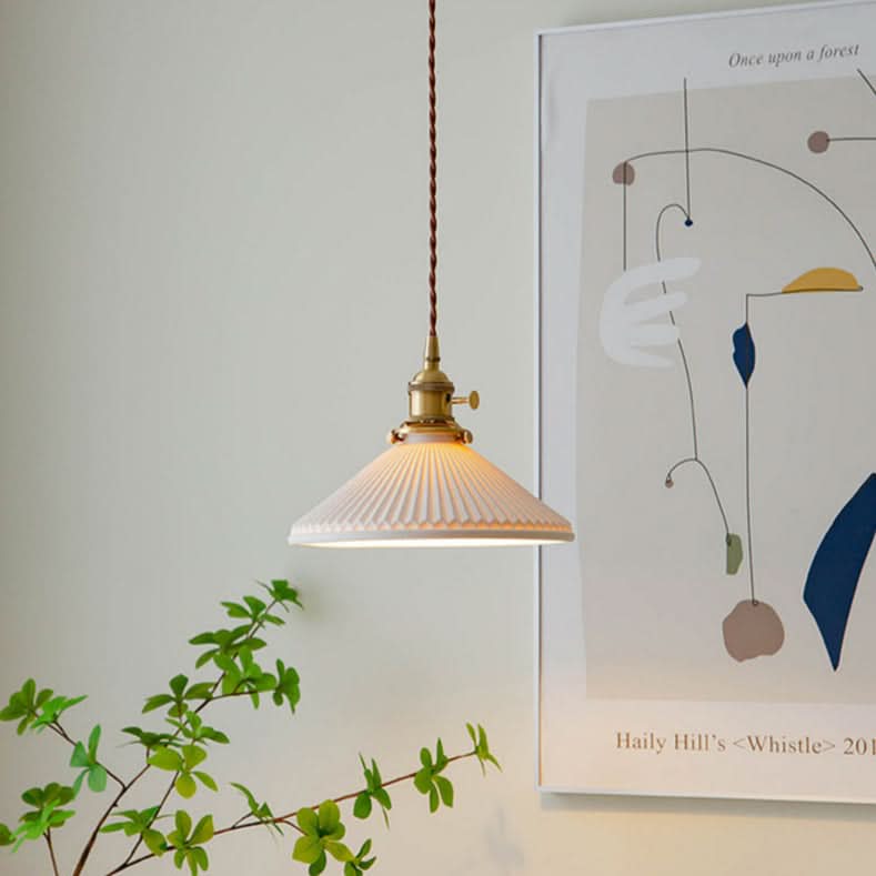 Lampe à suspension scandinave en céramique blanche