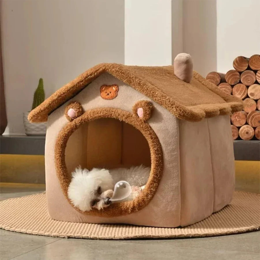 SnugCube Maison pour chat pliable – niche pour chien en peluche lavable