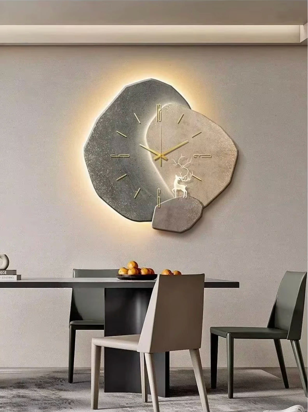 Horloge murale LED en bois naturel – design moderne à éclairage d'ambiance doux