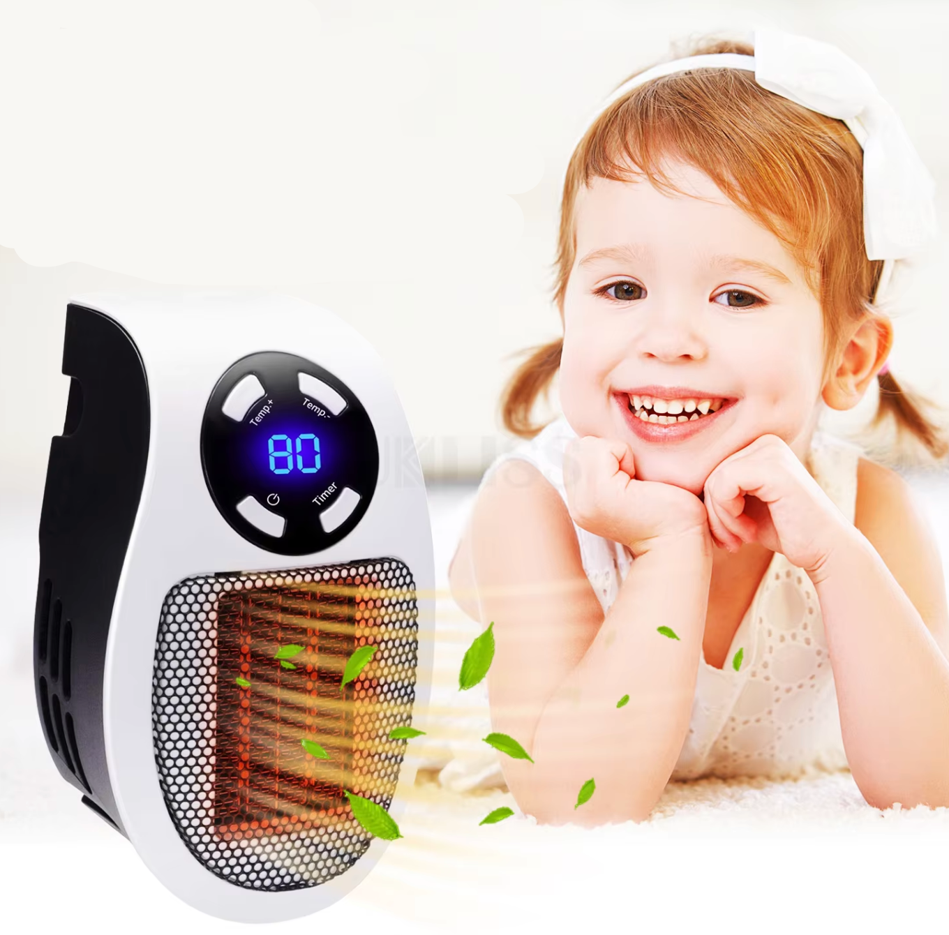Chauffage d'appoint compact et silencieux — radiateur électrique efficace 90-260 V, 50 000 h, pour salon, bureau et chambre