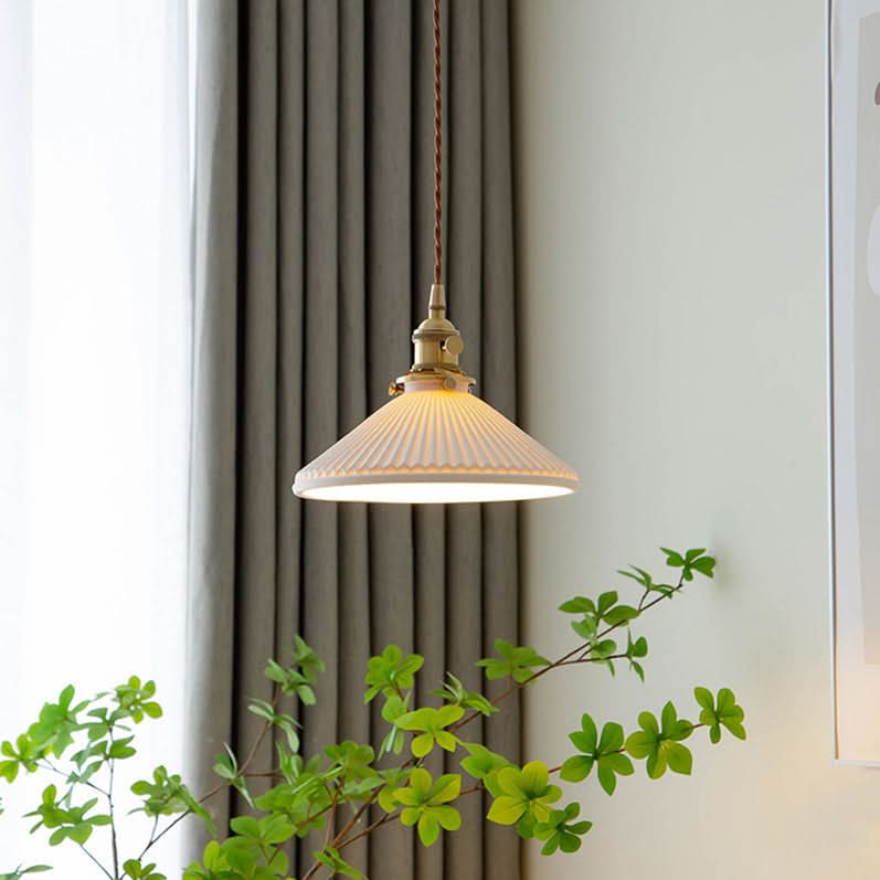 Lampe à suspension scandinave en céramique blanche