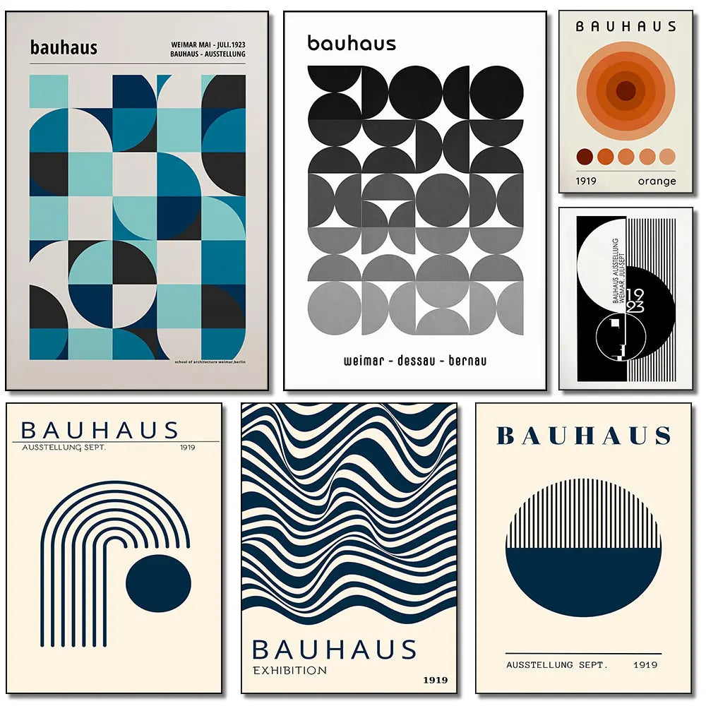 Affiche d’art géométrique Bauhaus, décoration murale moderne et vintage