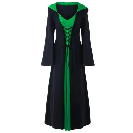 Robe cape de sorcière médiévale à capuche à lacets pour femme - Costume d'Halloween parfait pour les événements à thème
