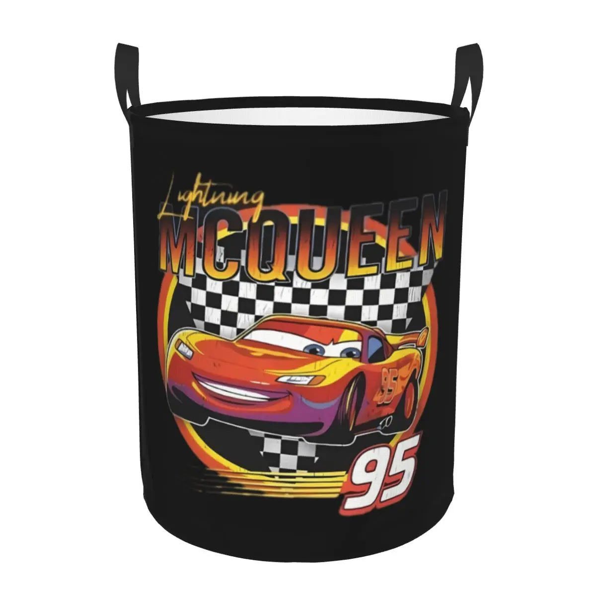 Panier à linge pliable Cars Lightning McQueen pour enfants, grande capacité en polyester avec poignées (S 34x42 cm, M 40x50 cm)