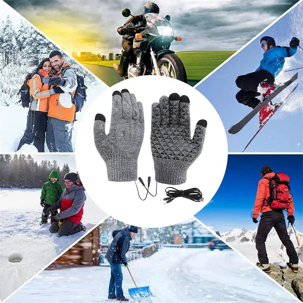 Gants chauffants FROSTIQ, charge USB, écran tactile 3 doigts, paume antidérapante, poignets élastiques pour vélo et extérieur