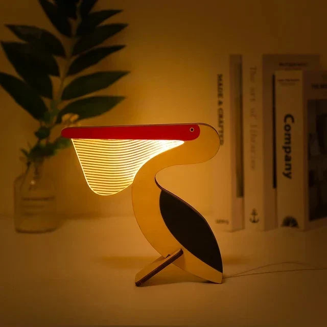 Charmantes lampes de chevet LED en bois avec animaux
