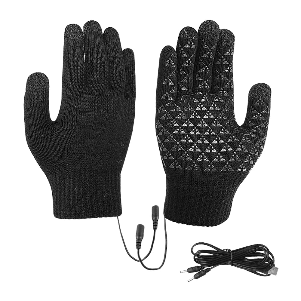 Gants chauffants FROSTIQ, charge USB, écran tactile 3 doigts, paume antidérapante, poignets élastiques pour vélo et extérieur