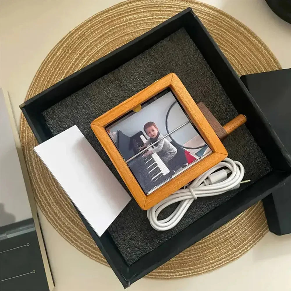 Cadre photo flipbook en bois | Boîte d'affichage de mémoire à manivelle