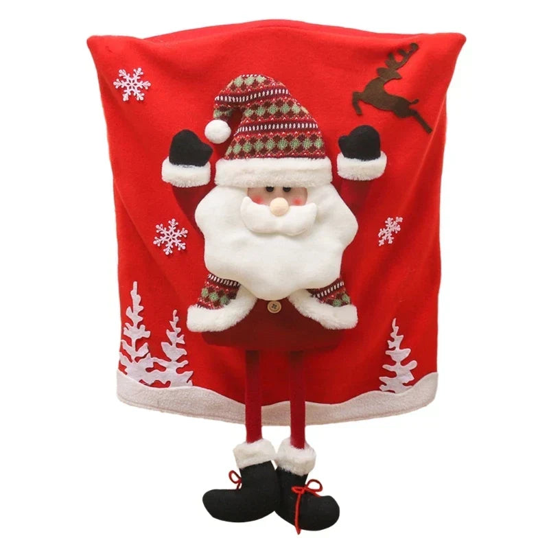 Housses de chaise festives pour Noël | Habillages de siège avec motifs de Noël, Père Noël, bonhomme de neige et renne