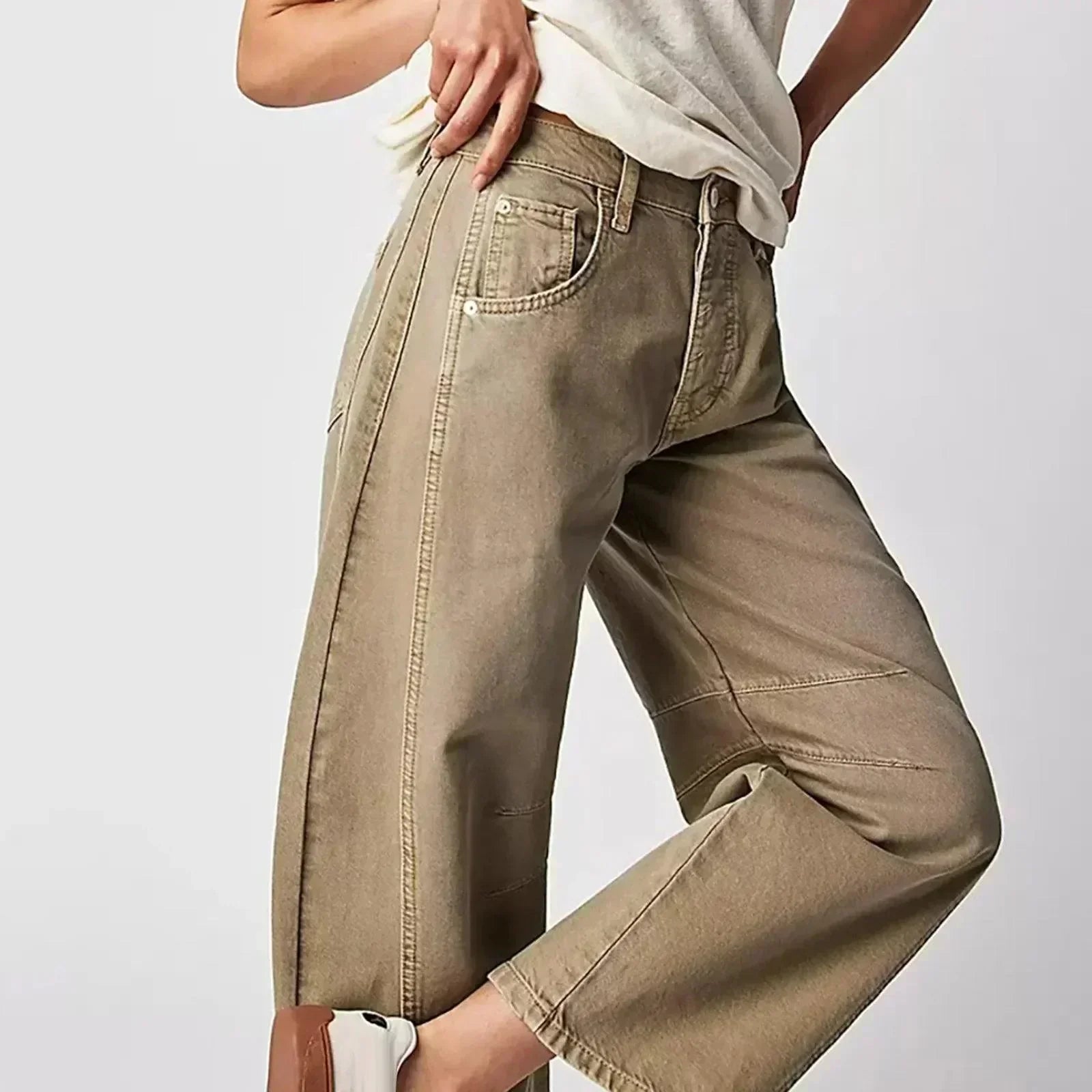 Jeans taille haute pour femmes à coupe large pour un look moderne et confortable