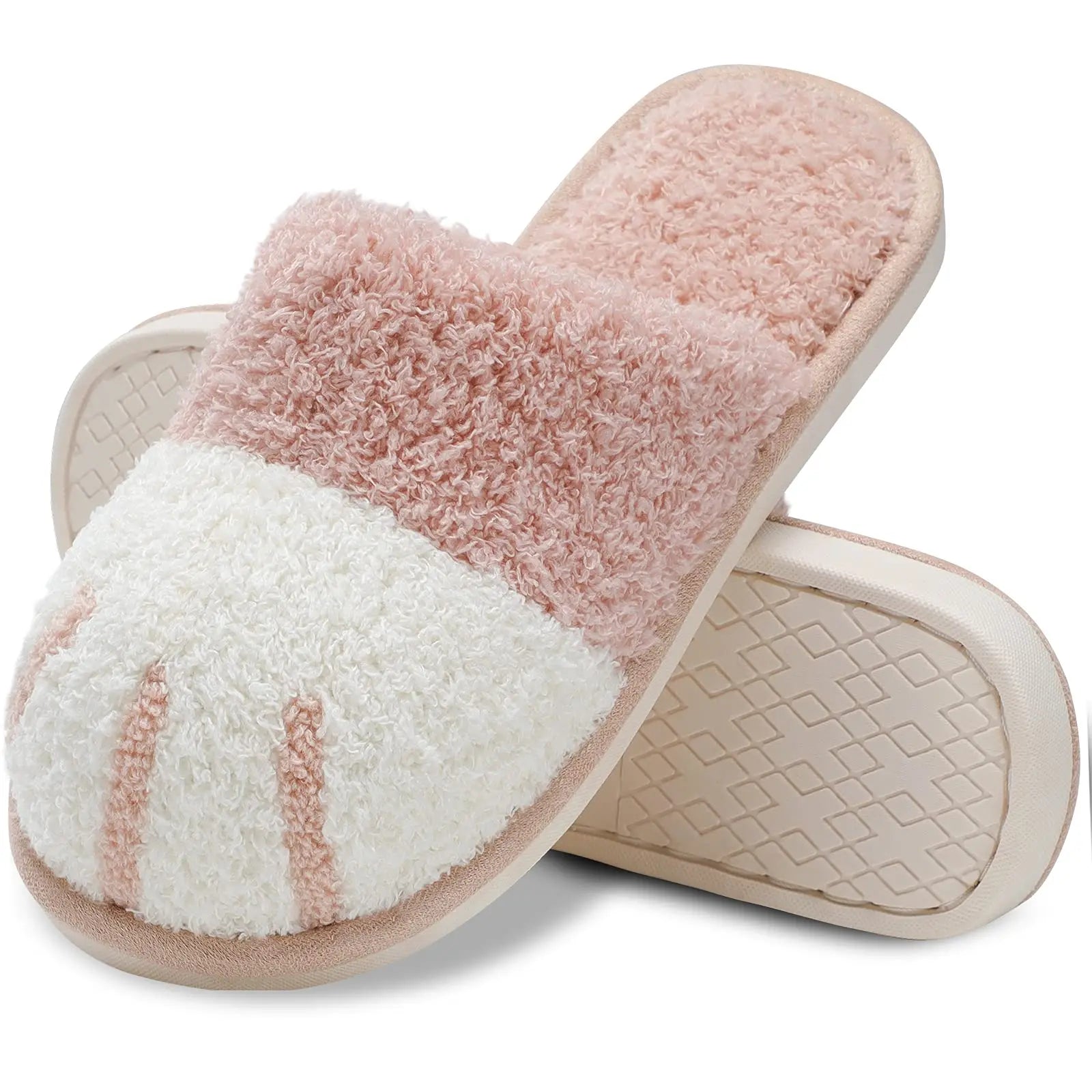 Pantoufles douces et confortables pour femmes - motif patte de chat, semelle intérieure en mousse à mémoire de forme, détente intérieure en hiver