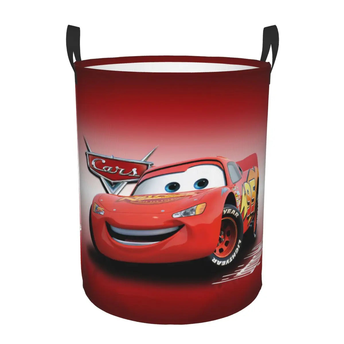 Panier à linge pliable Cars Lightning McQueen pour enfants, grande capacité en polyester avec poignées (S 34x42 cm, M 40x50 cm)