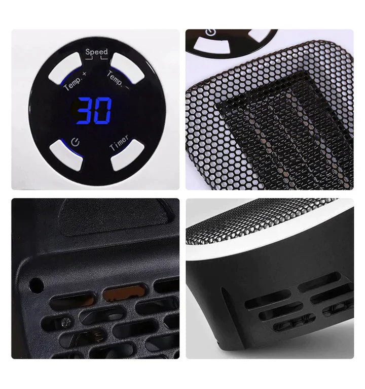 Chauffage électrique portable 1500W avec thermostat, minuterie 24h et protection contre la surchauffe, chauffage rapide pour intérieur