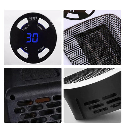 Chauffage électrique portable 1500W avec thermostat, minuterie 24h et protection contre la surchauffe, chauffage rapide pour intérieur