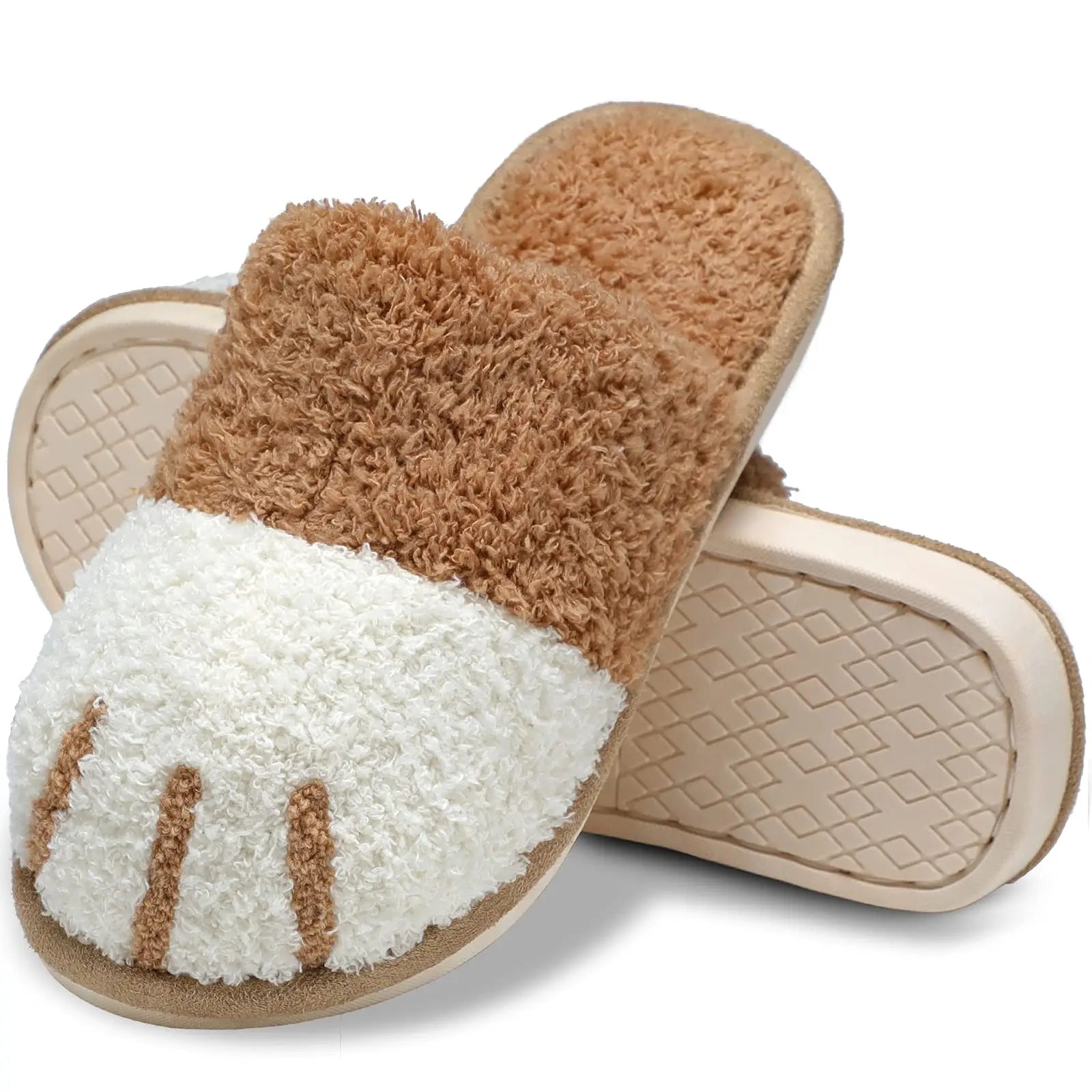 Pantoufles douces et confortables pour femmes - motif patte de chat, semelle intérieure en mousse à mémoire de forme, détente intérieure en hiver