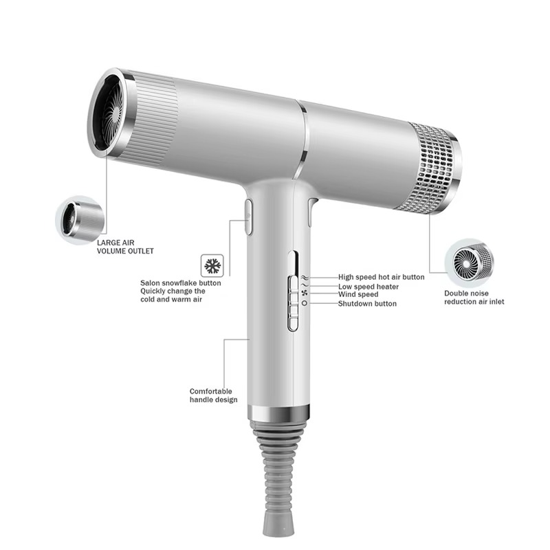 Sèche-cheveux professionnel à ions négatifs haute puissance avec buse d'air pour usage domestique et en salon