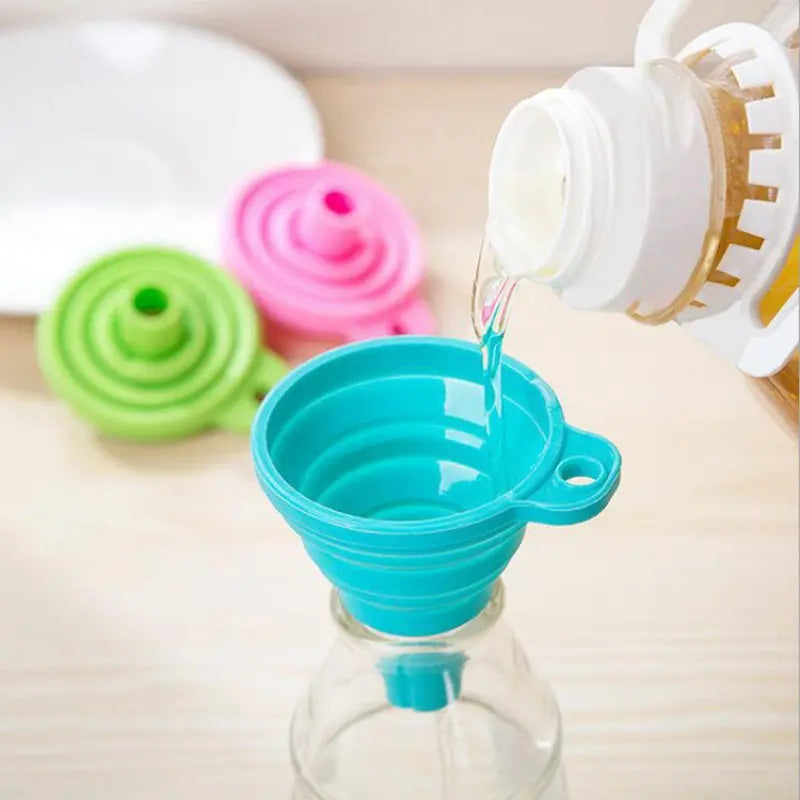 Entonnoir télescopique domestique, outil de cuisine, Mini entonnoir pliant résistant aux hautes températures, 4 couleurs disponibles