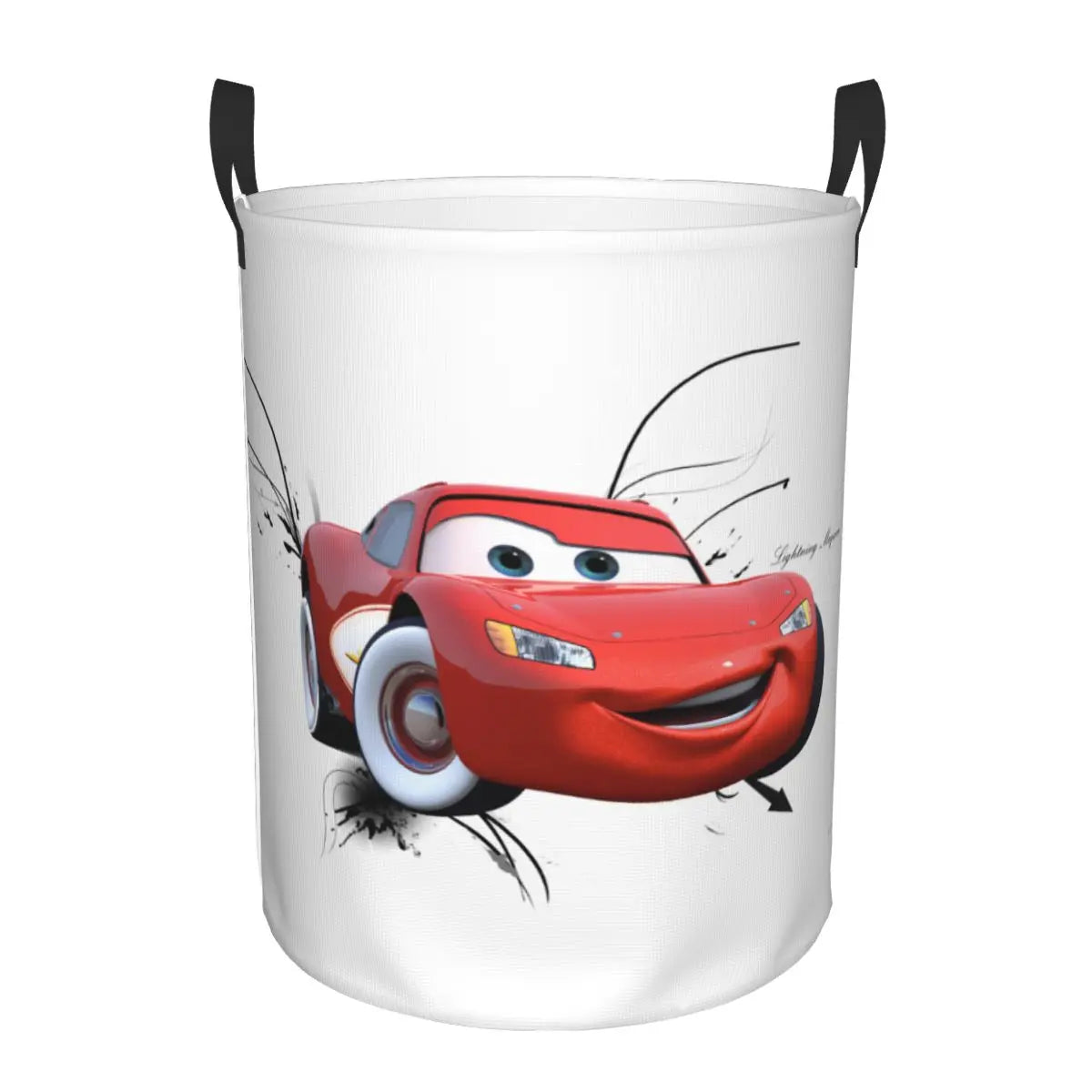 Panier à linge pliable Cars Lightning McQueen pour enfants, grande capacité en polyester avec poignées (S 34x42 cm, M 40x50 cm)