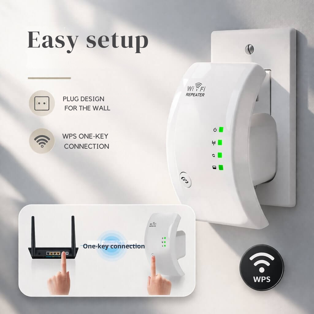Répéteur WiFi — plus de portée, installation Plug and Play