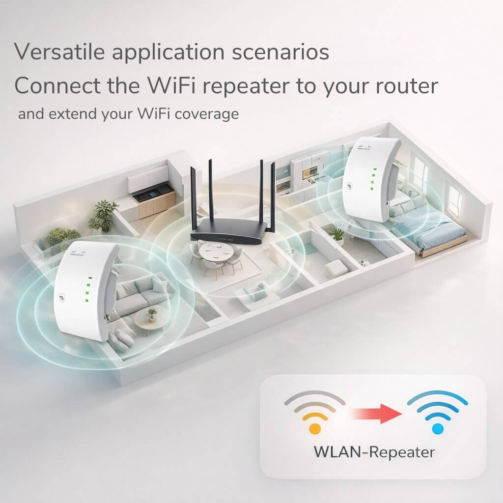 Répéteur WiFi — plus de portée, installation Plug and Play