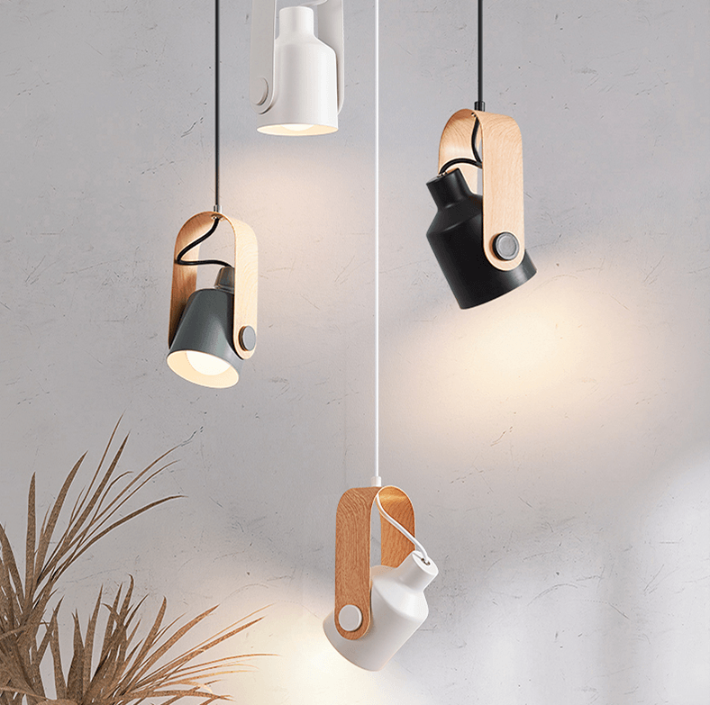 Suspension scandinave aspect bois – Accent lumineux minimaliste et élégant