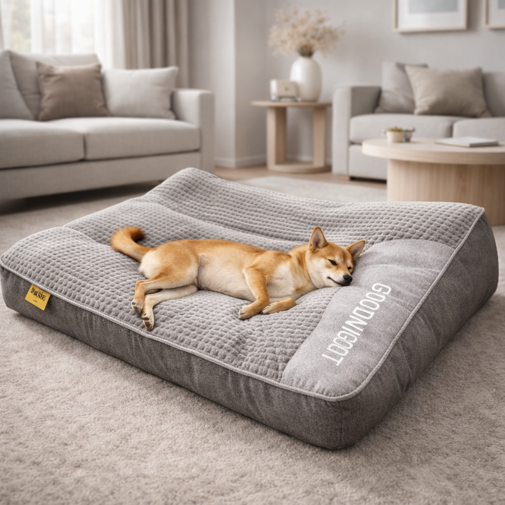 Coussin Orthopédique pour Chien Grand – Lit de Chien Luxe en Mousse à Mémoire avec Oreiller