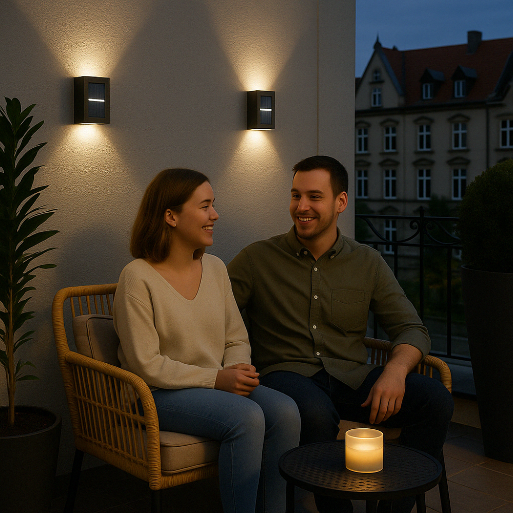 Lampe d'extérieur solaire LED sans fil Blanc chaud 3000K Résistant aux intempéries IP65 Capteur de mouvement Éclairage mural Terrasse Jardin Balcon Éclairage de jardin économe en énergie 8 heures d'autonomie de la batterie | Sansotis