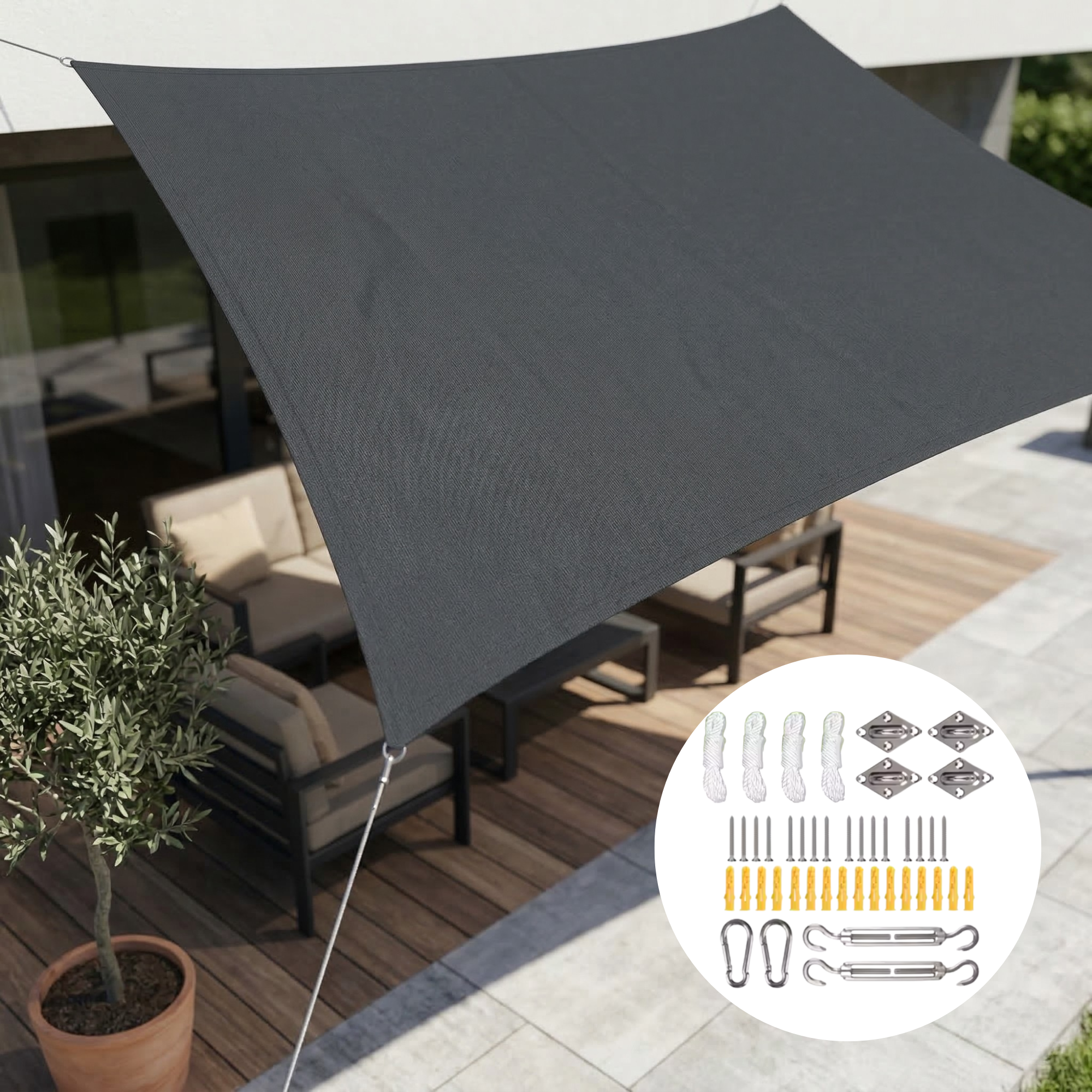 Voile d'Ombrage Rectangulaire Imperméable | Protection UV Terrasse Jardin Balcon