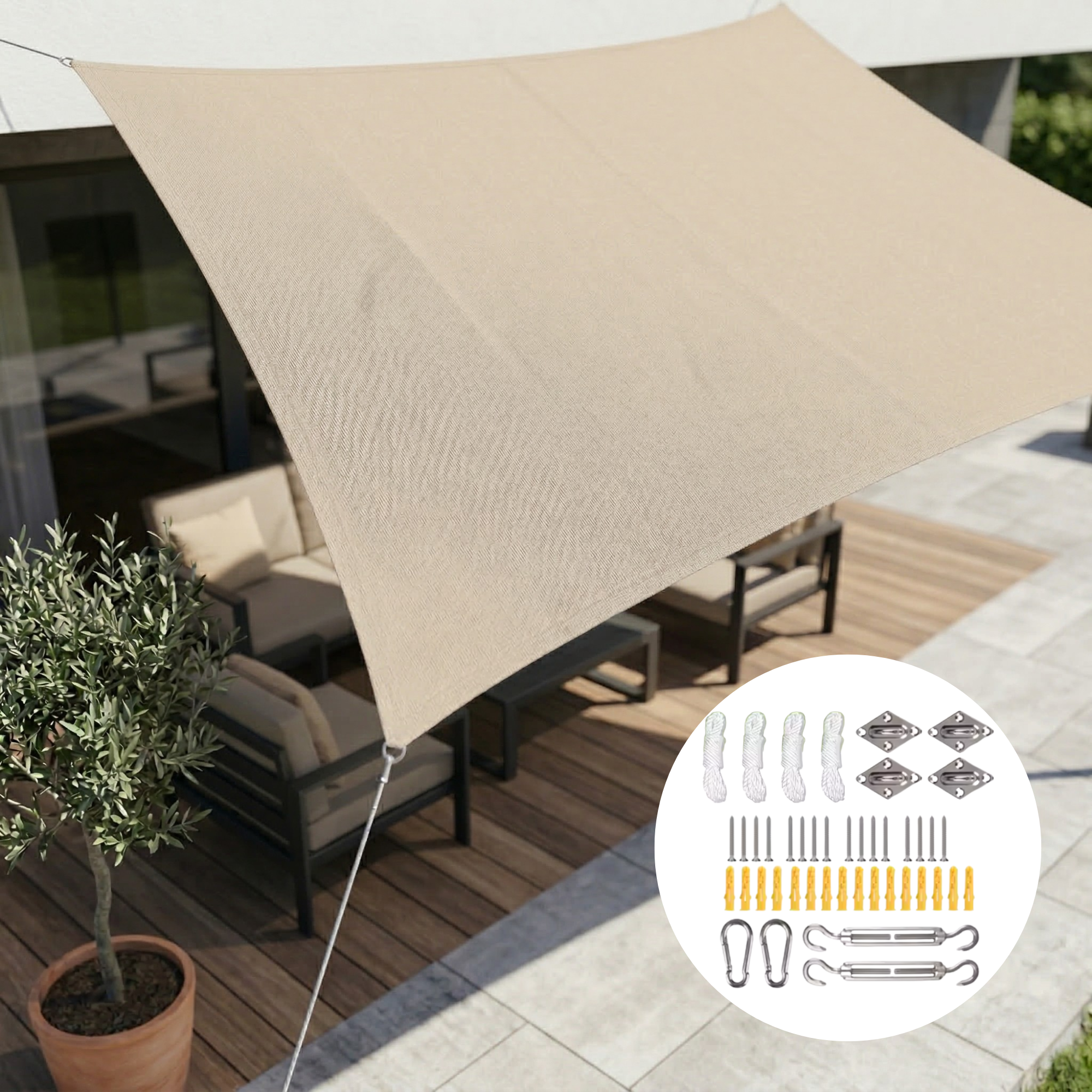 Voile d'Ombrage Rectangulaire Imperméable | Protection UV Terrasse Jardin Balcon