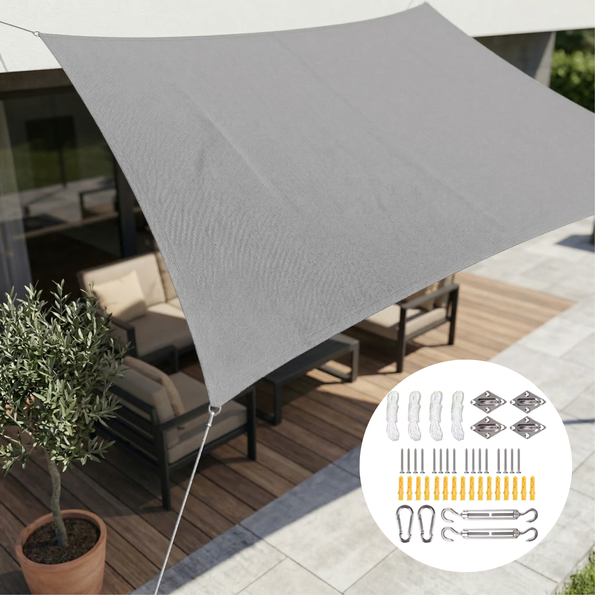 Voile d'Ombrage Rectangulaire Imperméable | Protection UV Terrasse Jardin Balcon