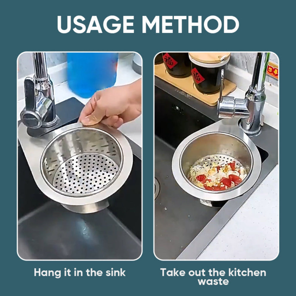 Filtre d'évier de cuisine en acier inoxydable avec design d'angle