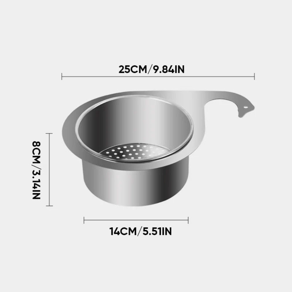 Filtre d'évier de cuisine en acier inoxydable avec design d'angle