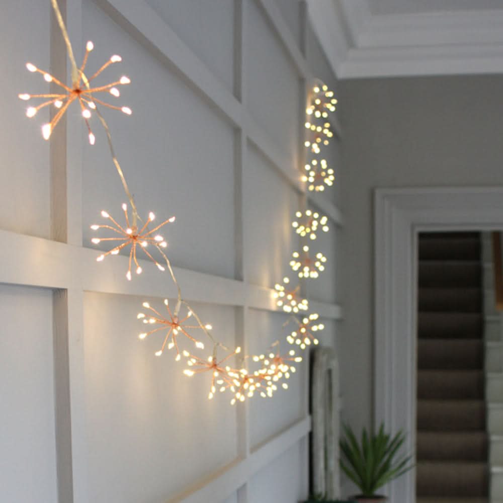 Guirlande lumineuse féerique Starburst en cuivre pour intérieur et extérieur