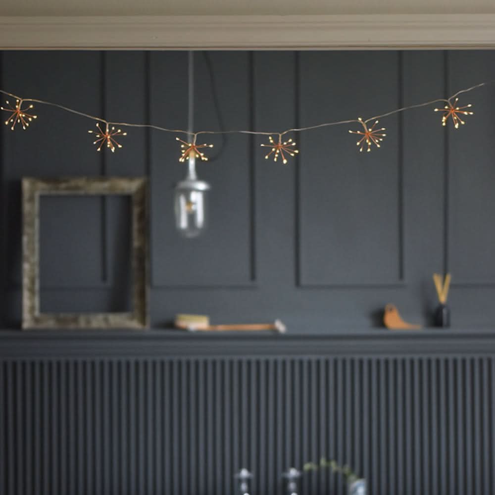 Guirlande lumineuse féerique Starburst en cuivre pour intérieur et extérieur