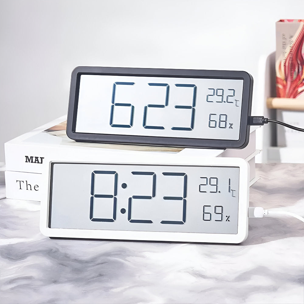 Horloge murale numérique LED avec température et humidité, 20cm, en acrylique, pour salon, bureau, horloge USB, hygromètre | Sansotis