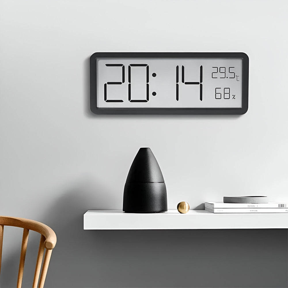 Horloge murale numérique LED avec température et humidité, 20cm, en acrylique, pour salon, bureau, horloge USB, hygromètre | Sansotis