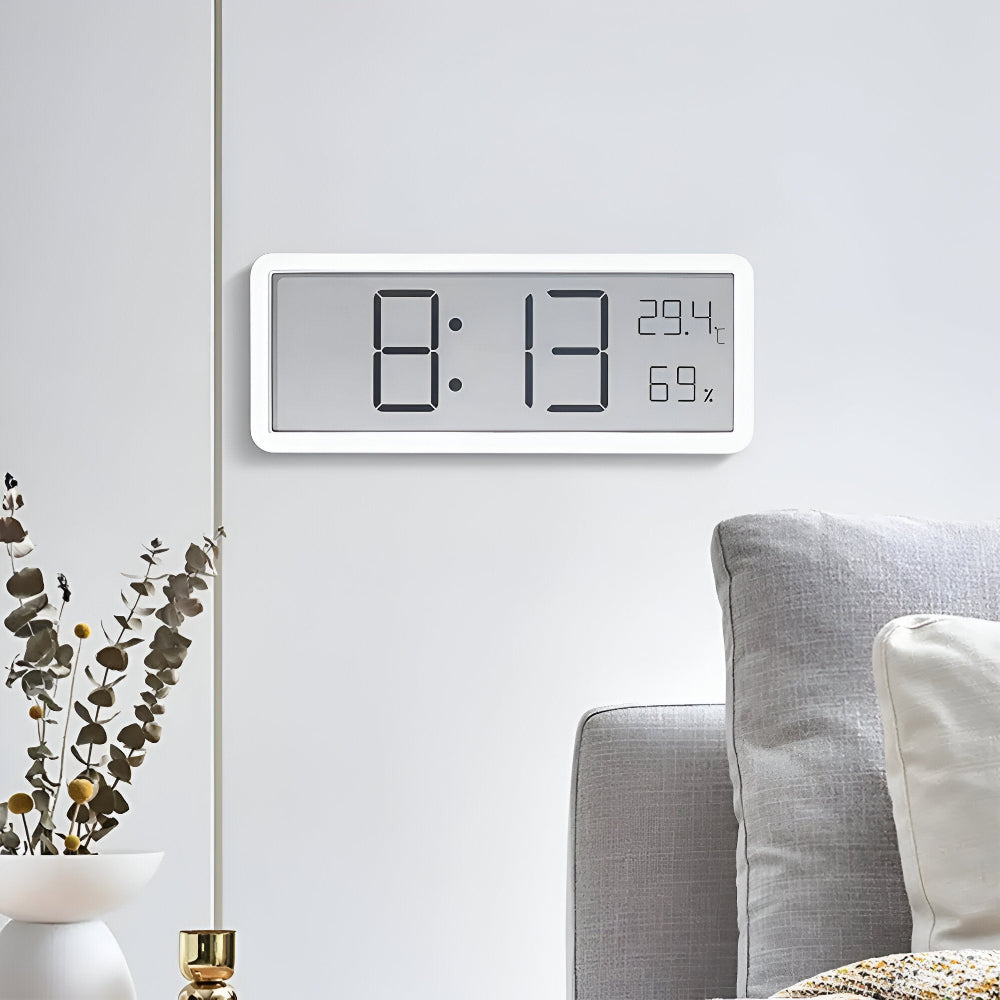 Horloge murale numérique LED avec température et humidité, 20cm, en acrylique, pour salon, bureau, horloge USB, hygromètre | Sansotis