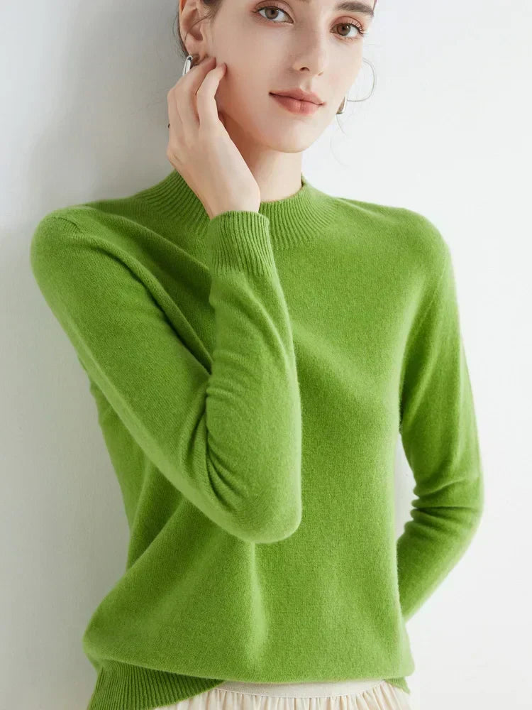 Pull Femme Classique Doux - Col Montant, Laine, Travail