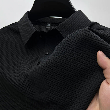 Polo Tissé Texturé Moderne Alfie en noir