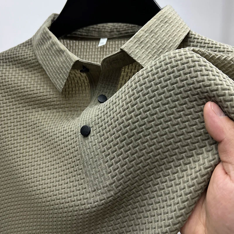 Polo Tissé Texturé Moderne Alfie en beige