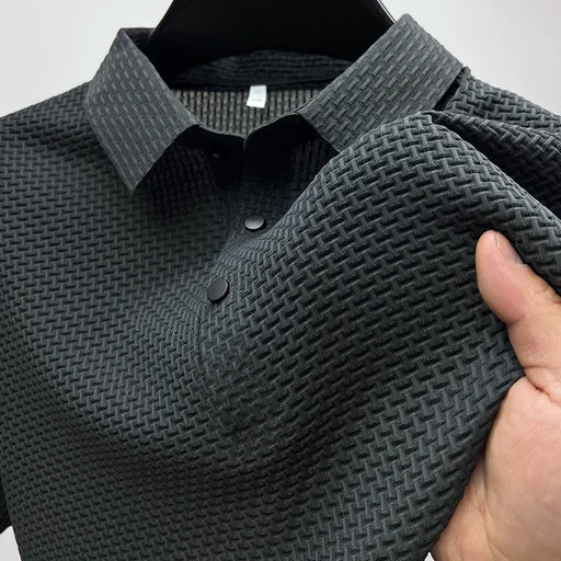 Polo Tissé Texturé Moderne Alfie en gris