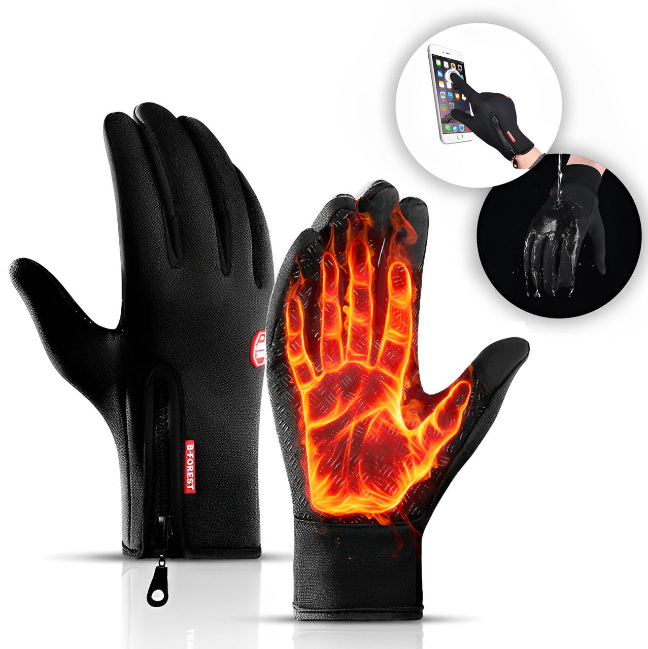 Gants de cyclisme chauds avec 3 supports d'écran tactiles chauds, imperméables, gants de vélo d'hiver unisexes | Sansotis