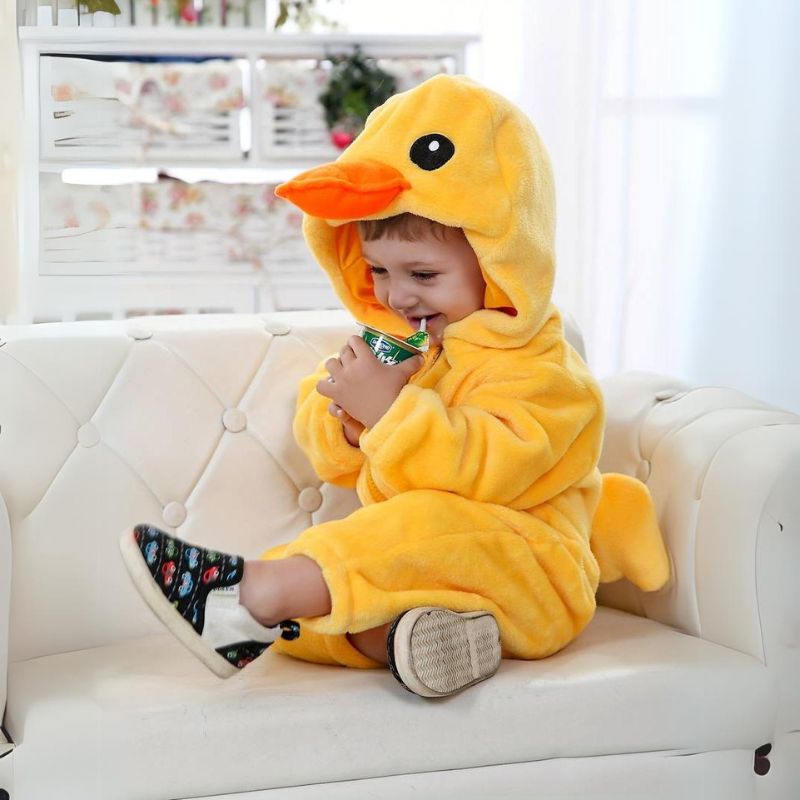 Combinaison pour tout-petits à thème animal – Coton doux et polaire hypoallergénique