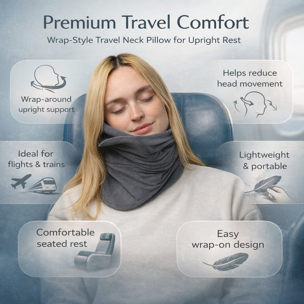 Oreiller de voyage enveloppant pour le cou, coussin de soutien pour avion et voiture