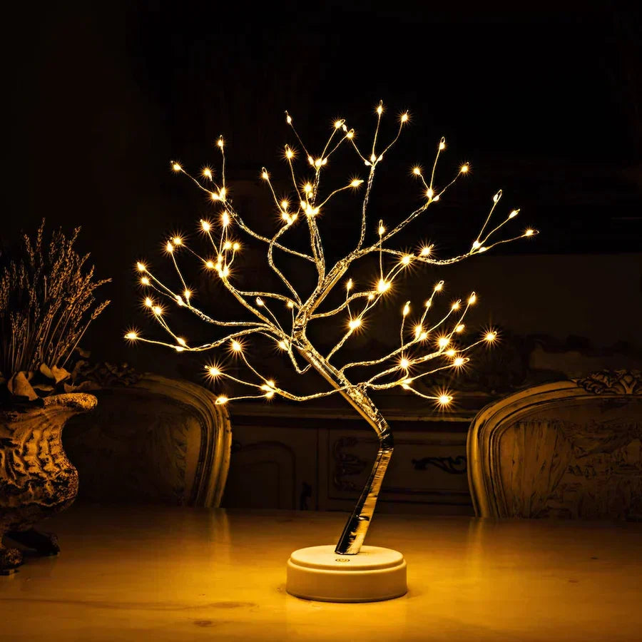 Lampe de chevet branche d'arbre guirlande lumineuse