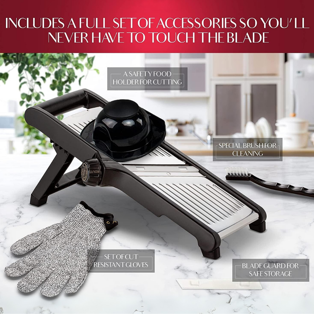 Trancheuse alimentaire avec gants anti-coupure – Outil de cuisine de précision pour une découpe sûre et efficace