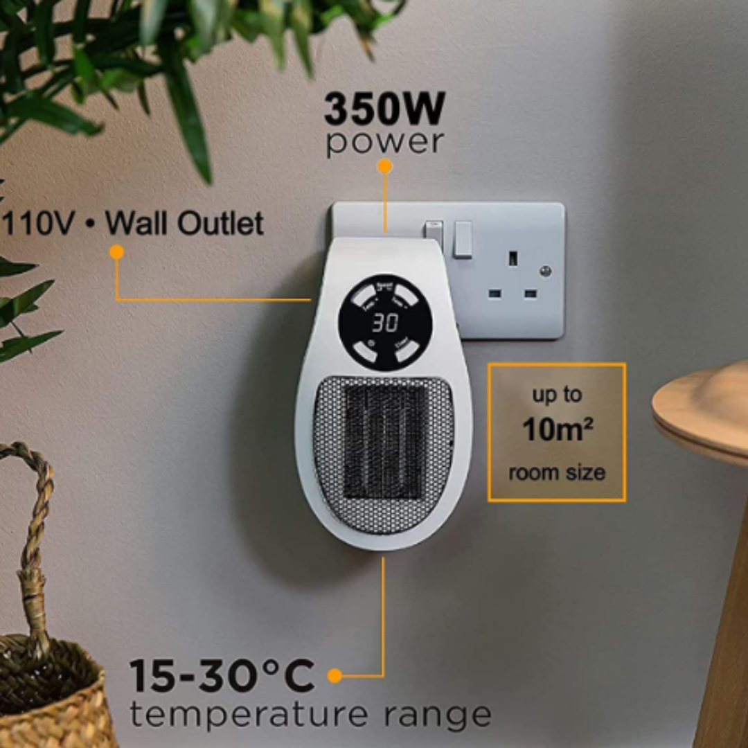 Chauffage d'appoint compact et silencieux — radiateur électrique efficace 90-260 V, 50 000 h, pour salon, bureau et chambre