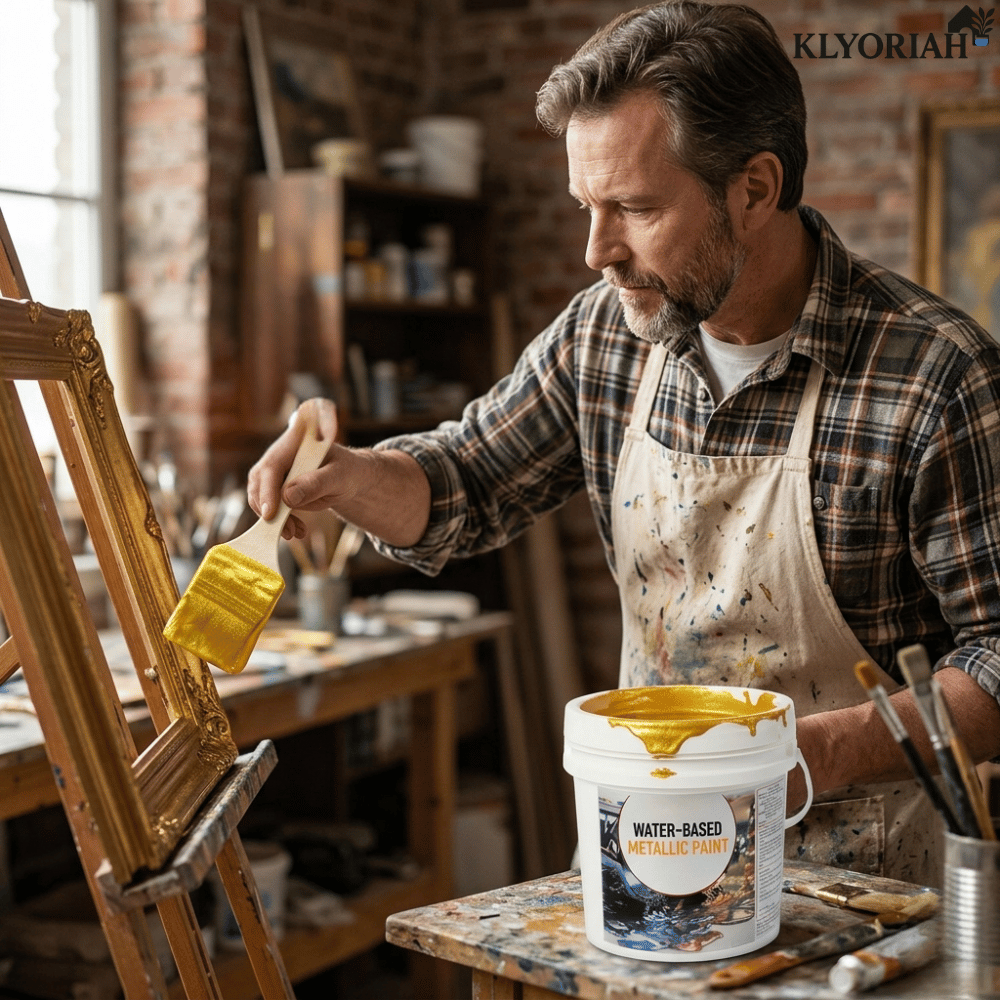 Peinture Métallisée Effet Feuille d'Or — Finition Brillante (pinceau inclus)