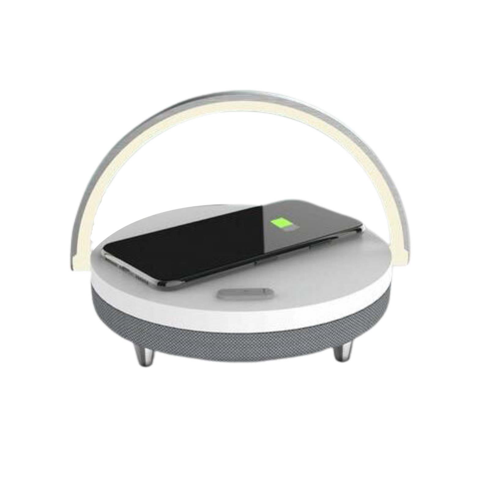 Lampe de Bureau LED avec Haut-Parleur Bluetooth et Chargeur Sans Fil - Bluetooth 5.0 - Chargement Qi 10W - Blanc